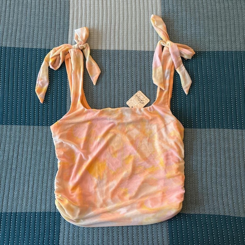 Free People tie-strap tank in a dreamy pastel tie-dye wash